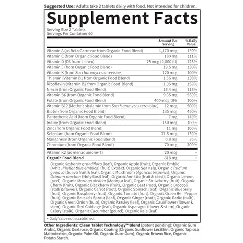 Organics Multivitamínico para Homens, 120 Comprimidos, Vitaminas e Minerais Veganos para a Saúde e Bem-Estar Masculino, Certificado Orgânico Multi Masculino Vegano - Garden of Life