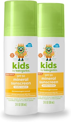Protetor Solar Infantil Babyganics SPF 50 Roller Ball, Totalmente Tropical | Proteção UVA UVB | Octinoxate | 50g