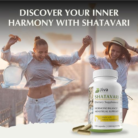 Cápsulas de Shatavari 1200 Mg – Suplemento de Extrato de Raiz de Shatavari em Pó – Apoio à Saúde Normal das Mulheres – Feito com Raízes de Asparagus Racemosus – 120 Cápsulas - Jiva Botanicals