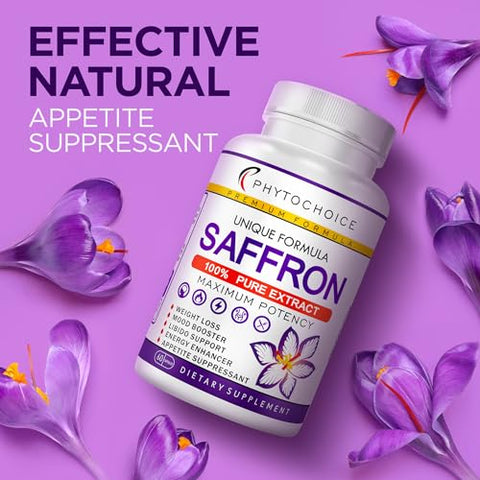 PHYTOCHOICE - Saffron Supplements – Cápsulas de Extrato Puro de Açafrão – Aumente a Energia – Marca em Destaque