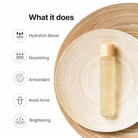 MAY COOP - Essence Moisture Toner para o Rosto – Cuidados com a Pele Coreana [150mL] – Tônico Hidratante com Centella Asiatica Selvagem e Água de Arroz