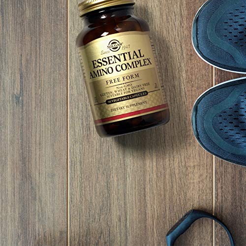 SOLGAR - Solgar Essential Amino Complex – 60 Cápsulas Vegetais – Aminoácidos Essenciais em Forma Livre – Não-OGM, Vegano, Sem Glúten, Sem Laticínios, Kosher – 60 Porções