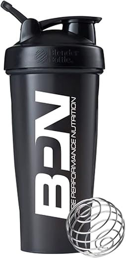 Garrafa Shaker Blender Bottle, 28 oz (800 ml) com Misturador de Arame, Preta - BARE PERFORMANCE NUTRITION