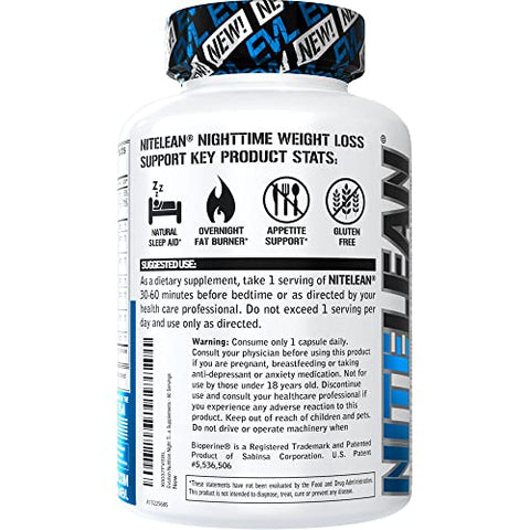 Nutrition Night Time Fat Burner Support – Pílulas de Suporte para Queima de Gordura Noturna com Chá Verde Termogênico e Extrato de Feijão Branco – Pílulas para Dieta que Auxiliam no Sono e Perda de Peso - Evlution