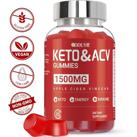 DDUYIE - (2 Pacotes) Gomas de Vinagre de Maçã | Gomas de ACV Keto para Energia com Vitamina B6 | Marca Apple Cider Vinegar Gummies