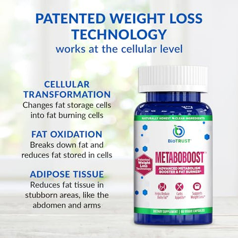 MetaboBoost – Suplemento para Perda de Peso | Supressor de Apetite | Queimador de Calorias | Impulsionador de Metabolismo – Comprimidos Dietéticos Clinicamente Estudados com Berberina para uma Abordagem Holística – 100% Natural e Eficaz - BioTrust