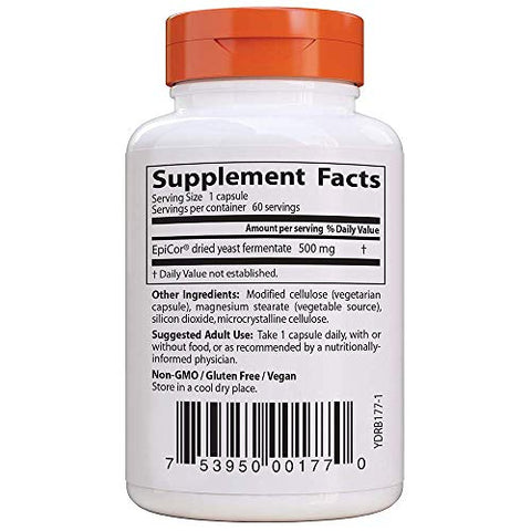 Doctor's BEST - Doctor’s Best Epicor: Defesa da Saúde Imunológica, Não-OGM, Vegano, Sem Glúten, 500 Mg, 60 VC