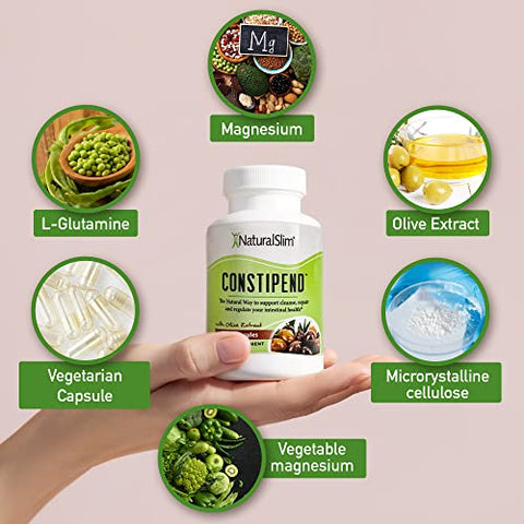 Constipend – Laxante para Alívio da Constipação e Suplemento de Limpeza do Cólon – Amolecedor de Fezes para Mulheres e Homens com Extrato de Oliveira – 120 Cápsulas - NaturalSlim