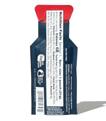 Alitaver - Transcend Gel de Glicose 15g Aumenta Rapidamente o Açúcar no Sangue – Sabor Laranja