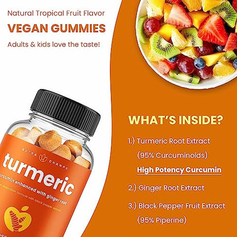 NutraChamps - Gomas de Cúrcuma para Adultos – Saúde e Bem-Estar | Marca XYZ