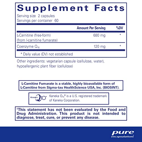CoQ10 l-Carnitine Fumarate | Suporte Cardiovascular Ultra-Potente | 120 Cápsulas - Pure Encapsulations