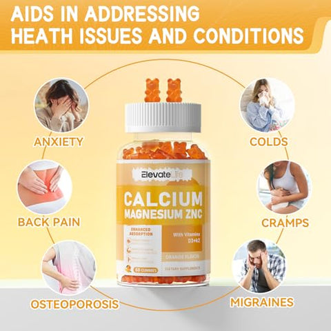 ElevateLife - Gomas de Cálcio Magnésio Zinco com Vitamina D3 – Marca: [Nome da Marca]
