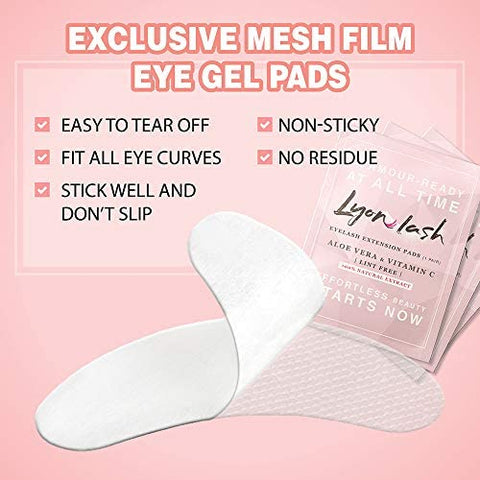 Lyon lash - 100 Pares de Almofadas de Gel para Extensão de Cílios na Região Inferior dos Olhos por Lyon Lash – Livre de Fiapos com Patches de Hidrogel de Aloe Vera, Suprimentos Premium para Extensão de Cílios