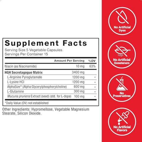 Prime HGH Secretion Activator: Suplemento HGH para Homens com AlphaSize Clinicamente Estudado para Estimular a Produção de HGH, Aumentar a Força nos Treinos e Melhorar - Force Factor