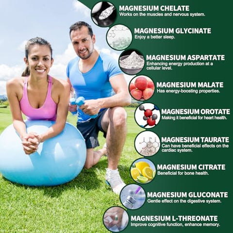 Simlike - Suplemento de Magnésio com 9 Formas de Alta Absorção: L-treonato, Glicinato, Citrato, Malato e Mais para Suporte Muscular e Cerebral, Livre de Transgênicos, Sem Glúten – Marca em Destaque