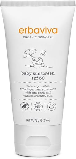 Protetor Solar Orgânico Erbaviva para Bebês 75 ml – Seguro para os Recifes de Coral, Natural, UVA