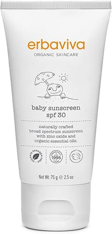 Protetor Solar Orgânico Erbaviva para Bebês 75 ml – Seguro para os Recifes de Coral, Natural, UVA
