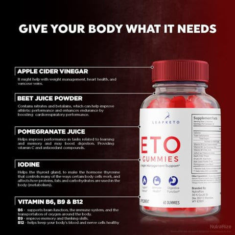 NutraRize - Leap Keto ACV Gummies – Gomas de Leap Keto ACV para Perda de Peso Avançada, Leap Keto ACV, Gomas de Leap Keto, Leap Keto Plus ACV Gummies, Avaliações de LeapKeto ACV Gomitas (60 Gomas)