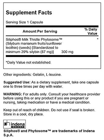 Siliphos 300 mg – 60 Cápsulas (2 Pacotes) – Fórmula Padrão de Cardo Mariano – Alta Absorção – Marca Swanson - Swanson Ultra