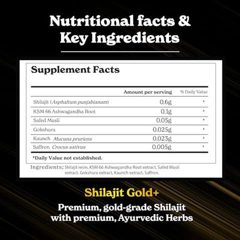 Better Alt - Shilajit Gold Himalaia Puro com Ashwagandha, Safed Musli, Gokshura 30g | Para Resistência, Recuperação e Força | Vegano, Testado em Laboratório com Mistura de Origem a 16.000 pés | 600mg