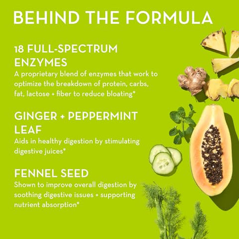 Digest and Detox – Flatter Me: 18 Enzimas Digestivas para Apoiar a Quebra de Alimentos e Limpeza Diária. Ervas Detoxificantes e Algas Orgânicas para um Detox Natural e Pele Limpa - HUM