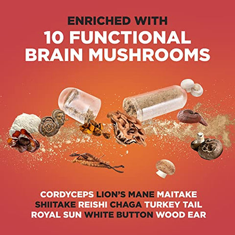 Plantfully Systems - Lions Mane 2660mg 10in1 Suplemento de Cogumelo com Reishi Lions Mane Cordyceps Chaga Turkey Tail Maitake Shiitake Complexo Nootrópico Cápsulas de Energia Cerebral 120 Unidades Feito nos EUA
