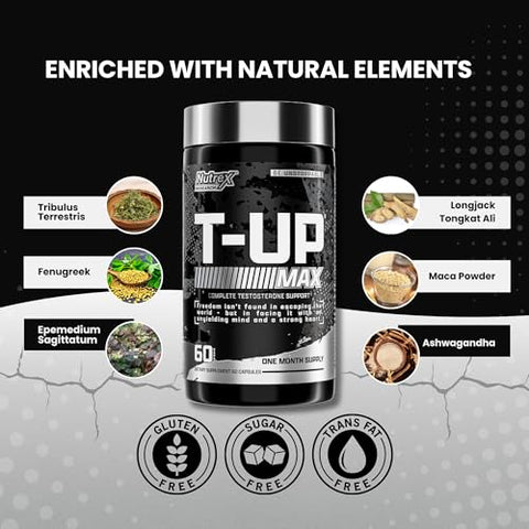 T-UP – Suplemento Aumentador de Testosterona para Homens – Aumente os Níveis, Potencialize a Força – 60 cápsulas - Nutrex Research