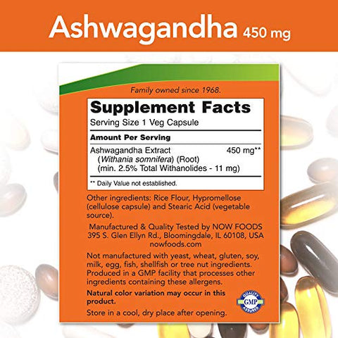 Extrato de Ashwagandha 450mg, 90 VCaps (Pacote com 2) – Potencialize sua saúde com o extrato de Ashwagandha da NOW Foods - NOW Foods