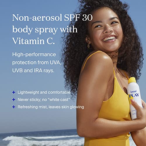 PLAY SPF 30 Body Mist Antioxidante com Vitamina C – 177 ml, Pack com 2 – Spray Protetor Solar de Amplo Espectro para Pele Sensível – Ingredientes Naturais – Ideal para Dias Ativos - Supergoop!