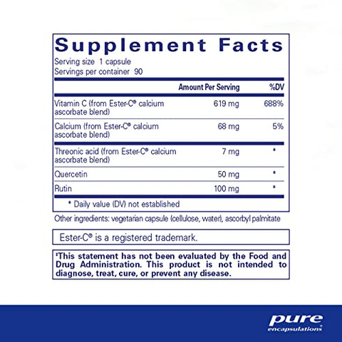 Ester-C: Vitamina C de Alta Absorção em Cápsulas de 1000mg - Pure Encapsulations