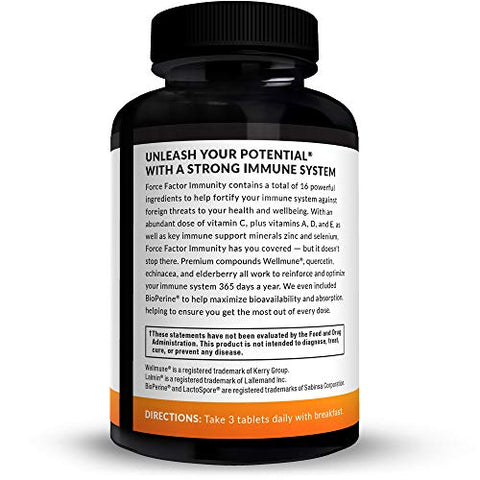 Force Factor - FORCE FACTOR Immunity: Reforço Imunológico com Sabugueiro e 1000mg de Vitamina C, Além de Vitamina D, Zinco, Probióticos, Antioxidantes e Equinácea para Defesa da Saúde Imunológica