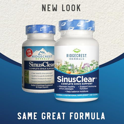 SinusClear: Fórmula Completa para Saúde Sinusal e Nasal com Folha de Mullein, Bromelina, Vitamina C e Zinco, para Mucos Saudáveis e Imunidade - RidgeCrest Herbals