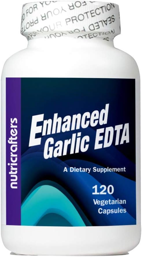 NutriCrafters - Garlic EDTA 120 Cápsulas – Fórmula de Alta Potência de Cálcio Disódico EDTA – Sem Estearato de Magnésio ou Zeólita Contendo Alumínio – 1 Frasco de 120 Cápsulas