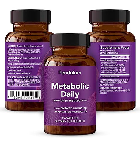 Metabolic Daily com Akkermansia – Suporta o Metabolismo – Mantém os Níveis de Energia – A Única Marca com Akkermansia Viva Patenteada – 30 Cápsulas (1 Pacote) - Pendulum