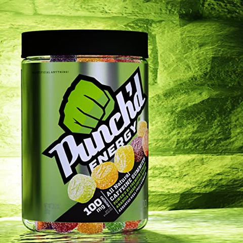 Punchd Energy - Punch’d Energy Gummies 100mg de Cafeína Natural (Frasco com 200 Unidades) – Baixo Índice Glicêmico, Baixa Caloria, Vitamina C