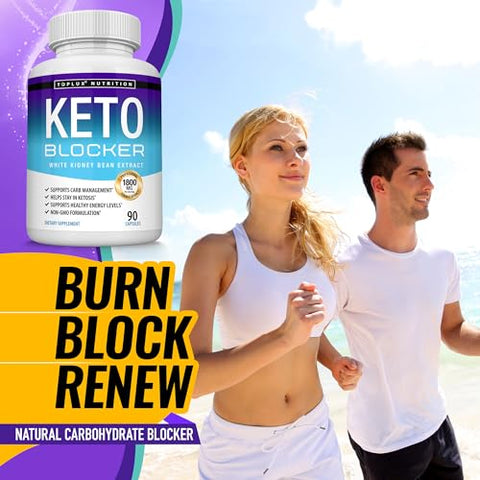 Keto Blocker Pills – Extrato de Feijão Branco 1800 mg – Cápsulas de 90 – Suporte à Dieta Keto – Natural Ketosis – Para Homens e Mulheres - Toplux