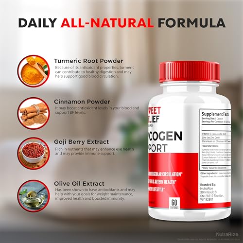 NutraRize - Sweet Relief Glycogen Support – Limpador de Vasos Sanguíneos Sweet Relief, Cápsulas Sweet Relief, Fórmula Avançada para Bem-Estar Geral, Avaliações SweetRelief (60 Cápsulas)