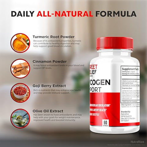 NutraRize - (2 Pacotes) Sweet Relief Suporte de Glicogênio – Limpador de Vasos Sanguíneos Sweet Relief, Cápsulas Sweet Relief, Fórmula Avançada para Bem-Estar Geral, Avaliações SweetRelief (120 Cápsulas)