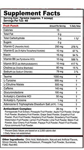 Fruit Punch Tub (40 Porções) Fórmula de Energia e Resistência Elite, 280g - G Fuel