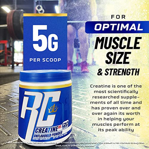 Creatine-XS: Pó de Creatina Monohidratada para Recuperação Pós-Treino, Construção Muscular e Força, Suporte Energético, Ganho de Massa, Sem Sabor, 120g - Ronnie Coleman Signature Series