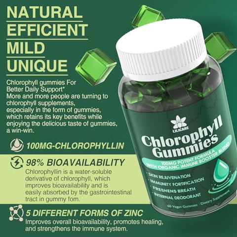 EnvyDeal - Gomas de Clorofila Sem Açúcar – com ACV Não Filtrado, Musgo do Mar – 60g
