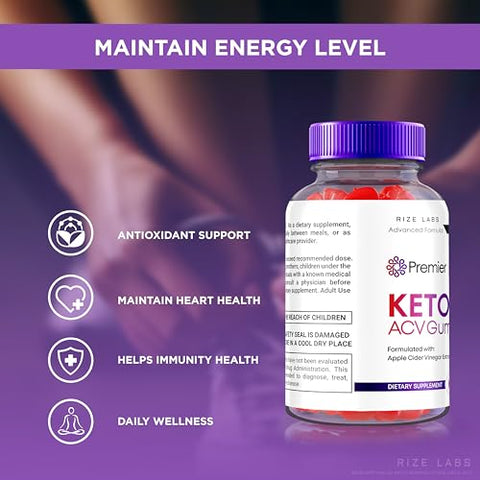 rize labs - (2 Pacotes) Gomas Premier Keto ACV, Gomas Keto Extreme 2000mg Avançadas para Perda de Peso, Gomas Keto Plus ACV, Suplemento de Vinagre de Maçã 100% Natural, Fórmula Oficial