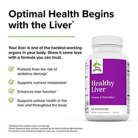 Healthy Liver – 60 Cápsulas – com Cardo Mariano, Andrographis EP80 - Terry Naturally