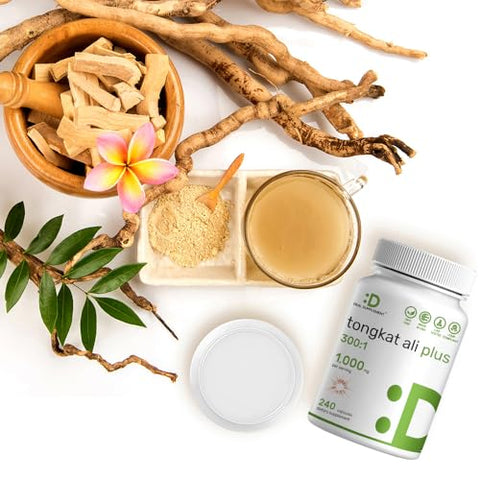 DEAL SUPPLEMENT - Extrato de Tongkat Ali 300:1 com Erva Daninha Horny Goat Weed 1.100mg, 240 Cápsulas – Longjack Indonésio