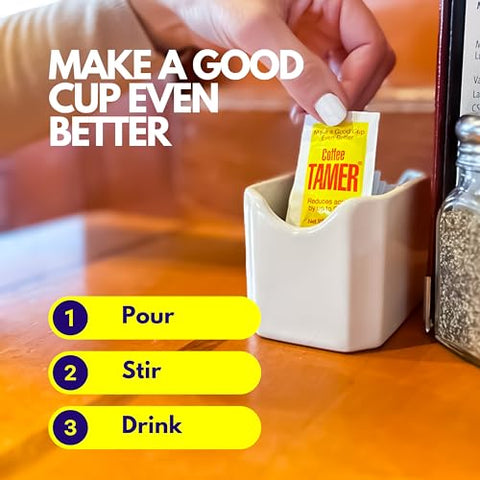 Coffee Tamer - Café Tamer Redutor de Ácido do Café em Grânulos 50 Pacotes – Reduz os Ácidos do Café em até 90% – Minerais Naturais – Amigo do Keto, Sem Açúcar, Sem Calorias, Não-OGM – 50 unidades
