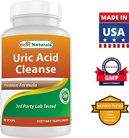 Best Naturals - Melhores Naturais – Vitaminas de Limpeza de Ácido Úrico para Homens e Mulheres – 90 Cápsulas Vegetarianas (90 Unidades – Pacote com 2)