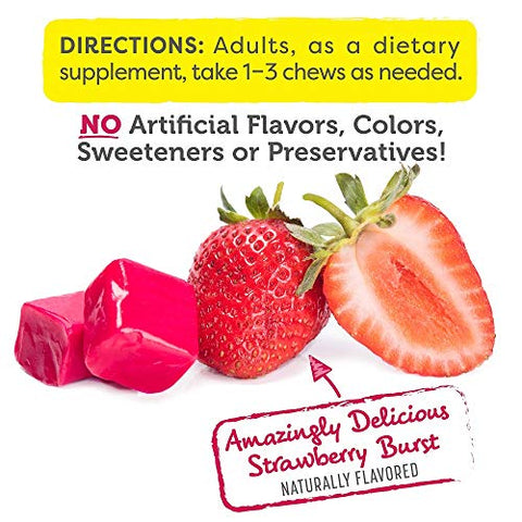 Naturals Power Beets Soft Chews – Morango Delicioso, Suplemento Concentrado Superfood, Suporte à Circulação, Energia Natural - Healthy Delights
