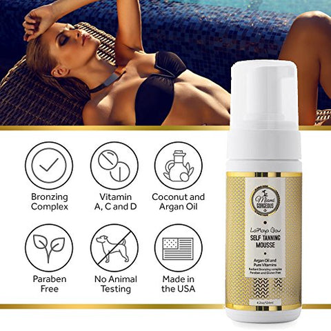 Miami Gorgeous - Mousse Autobronzeador LaPlaya Glow Instante Bronzeado Natural Ingredientes Orgânicos Garantia de Satisfação 120ml Melhor Autobronzeador Natural