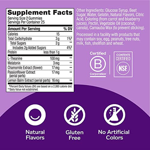 OLLY - Olly Restful Sleep Gomas de Vitaminas BlackBerry Zen (Pacote com 4) – 120g