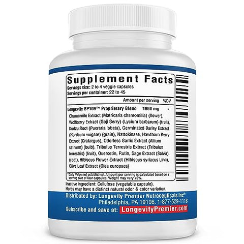 LONGEVITY PREMIER NUTRACEUTICALS INC - [3-Pack] Fórmula Longevidade para Pressão Arterial – 12 Ervas Naturais. Suporte Dietético